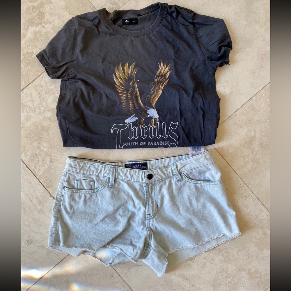 Vintage Guess cheetah denim shorts 29